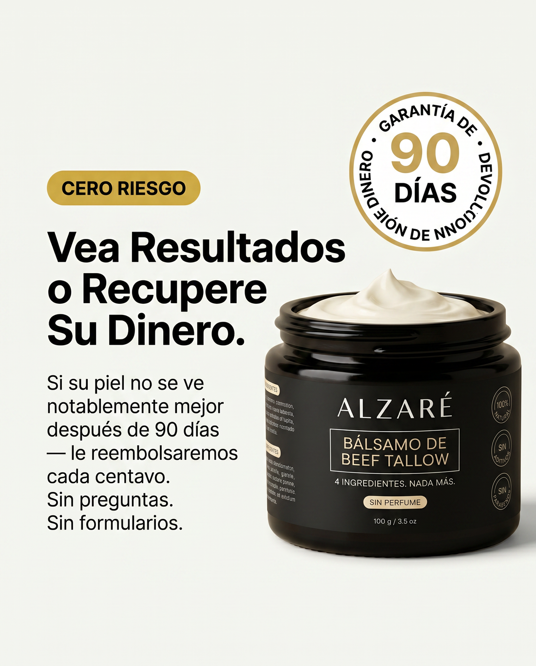 ALZARÉ® Bálsamo de Beef Tallow — 4 Ingredientes. Nada Más. (100 g)
