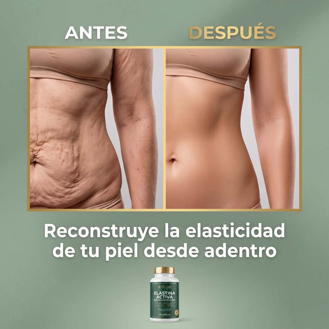 ALZARÉ® ELASTINA ACTIVA — Reafirmante de la Piel | Complejo Pro-Elastina™ (60 cápsulas)