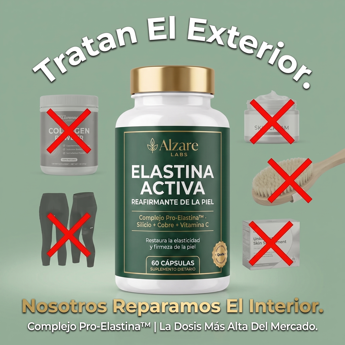 ALZARÉ® ELASTINA ACTIVA — Reafirmante de la Piel | Complejo Pro-Elastina™ (60 cápsulas)